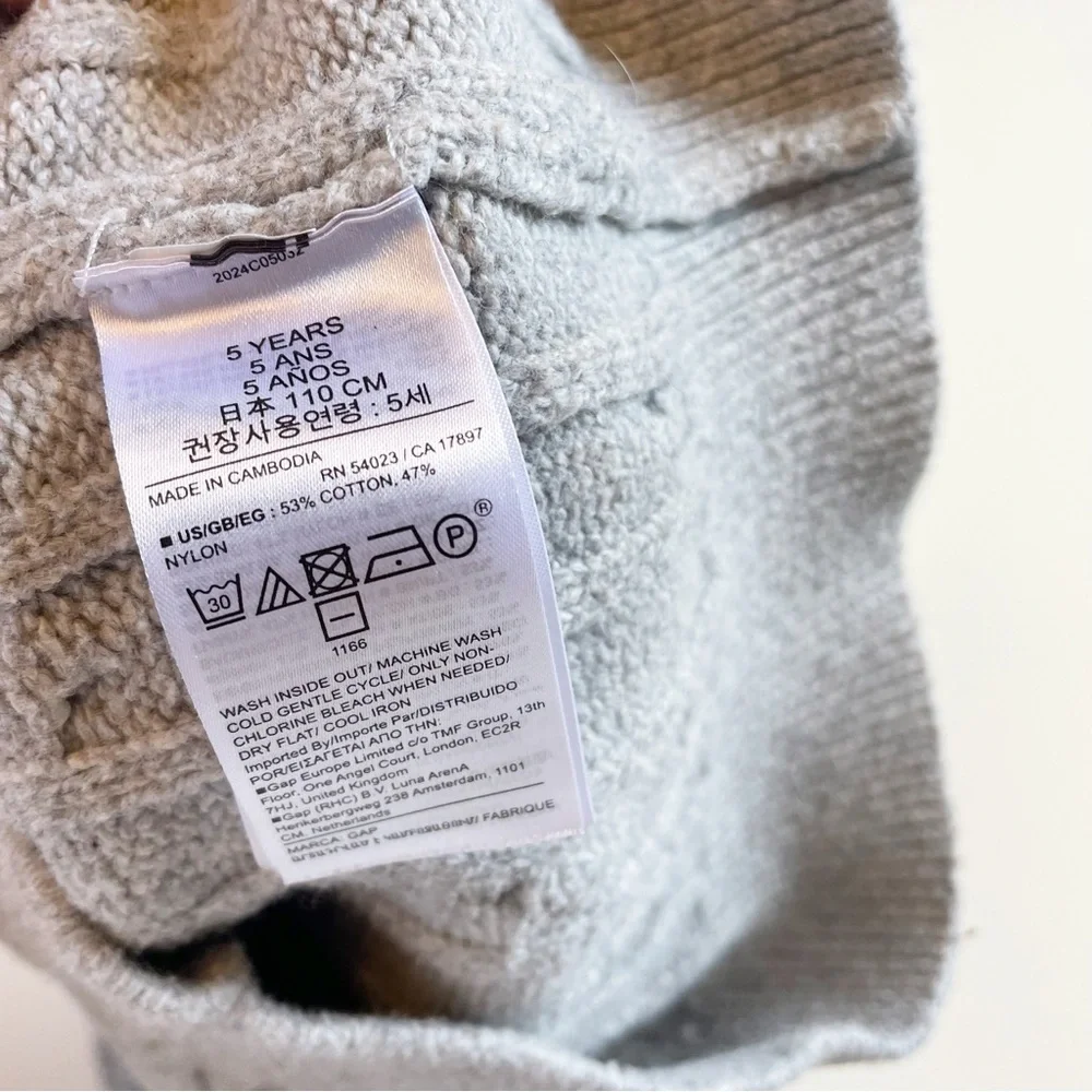 Gap Grey Cable Knit Sweater | Size 5